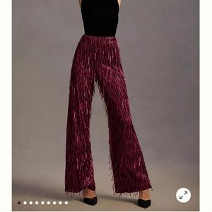 Maeve Fringed Sequined Wide-Leg Pants by Anthropologie